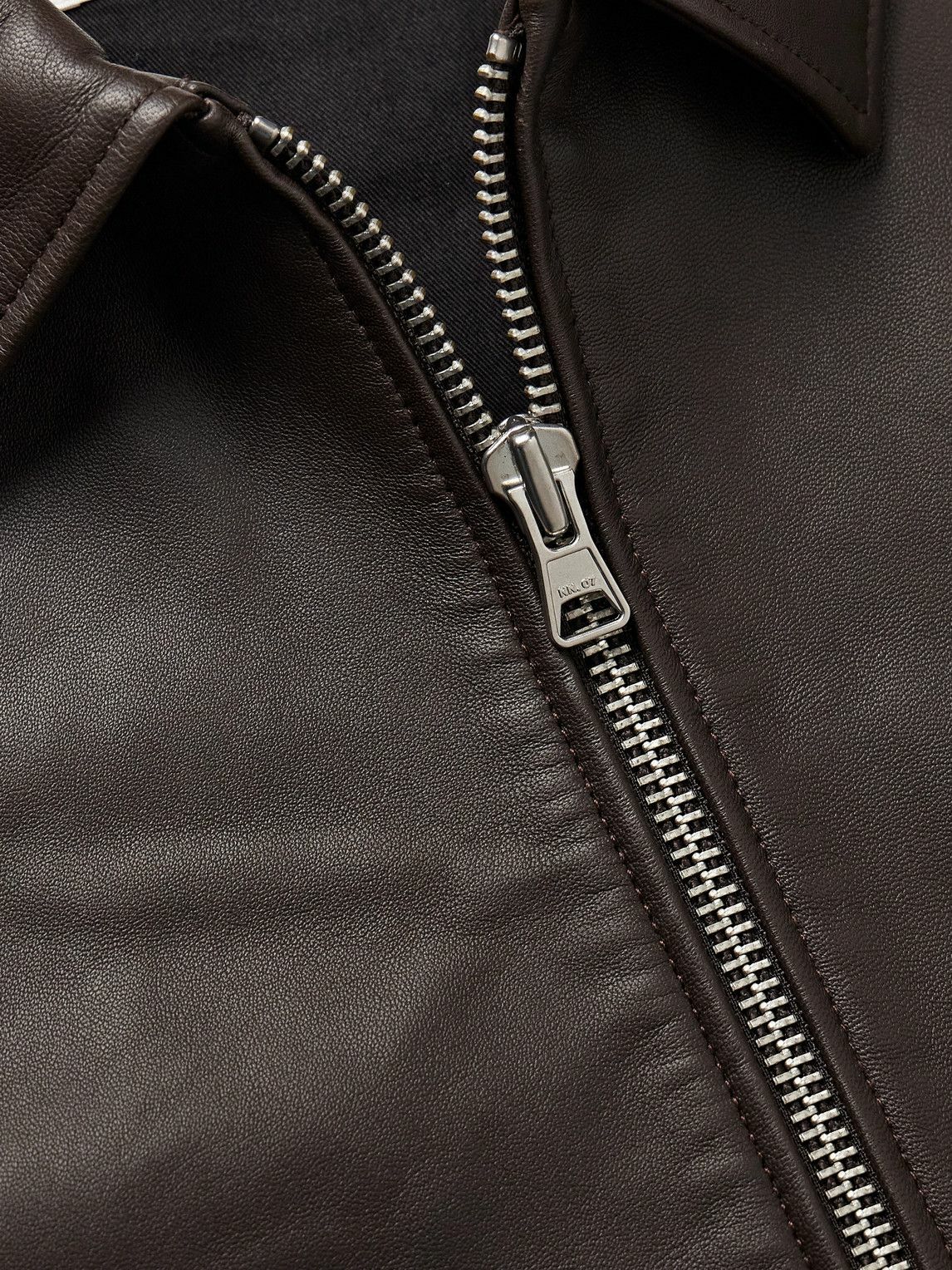 NN07 - Petrus Leather Bomber Jacket - Brown