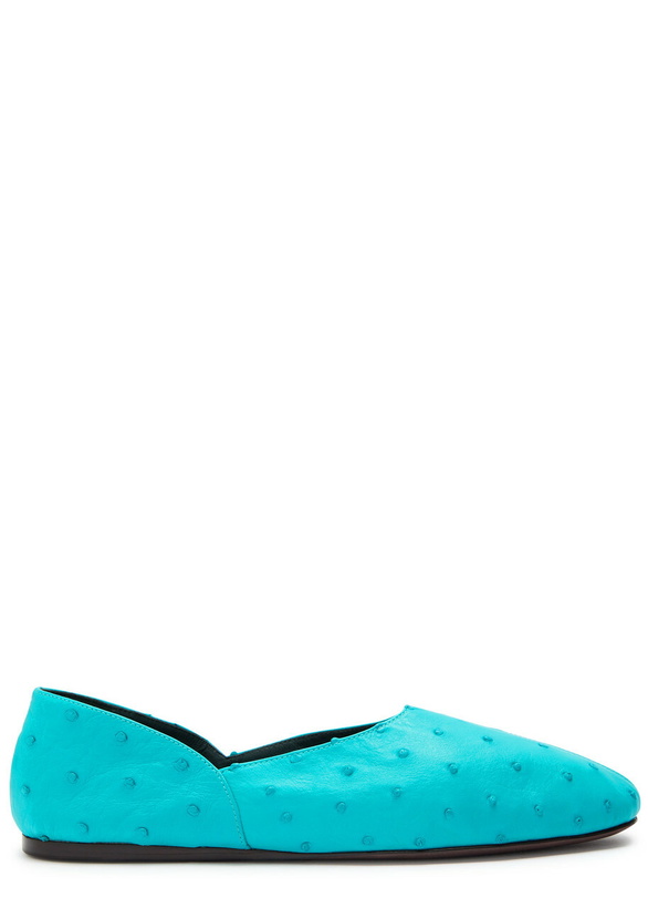 Photo: Khaite Jane Ostrich Leather Ballet Flats Light Blue
