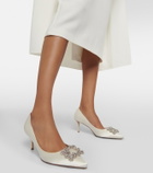 Roger Vivier Flower Strass embellished satin pumps