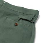 Camoshita - Herringbone Cotton Suit Trousers - Green