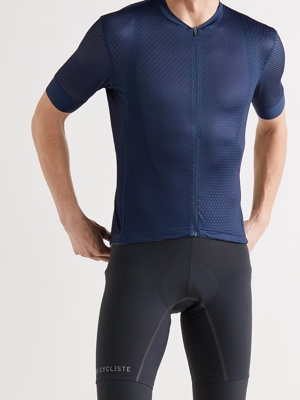 CAFE DU CYCLISTE - Micheline Mesh-Panelled Cycling Jersey - Blue