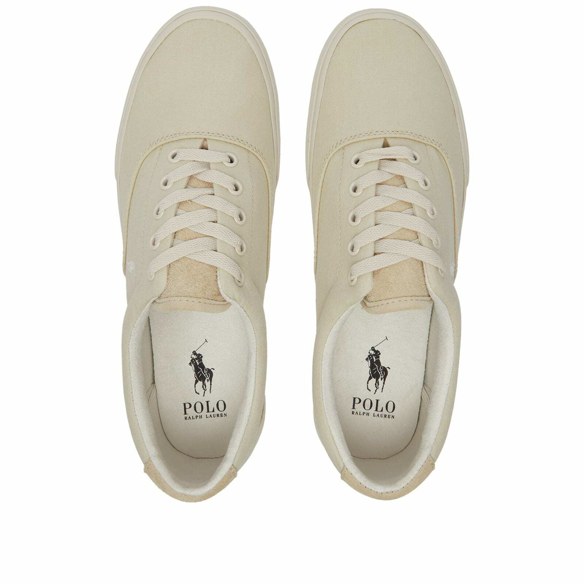 Polo Ralph Lauren Men Low Top Sneakers Keaton hot Pony Size US 9D Light Beige Canvas