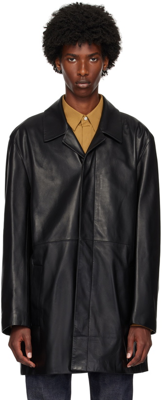 Photo: Calvin Klein Black Long Leather Jacket