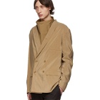 Lemaire Tan Dry Silk Double-Breasted Blazer