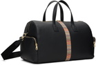 Paul Smith Black Leather 'Signature Stripe' Trim Day Duffle Bag