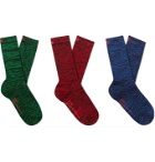 AFFIX - Static Three-Pack Mélange Cotton-Blend Socks - Multi