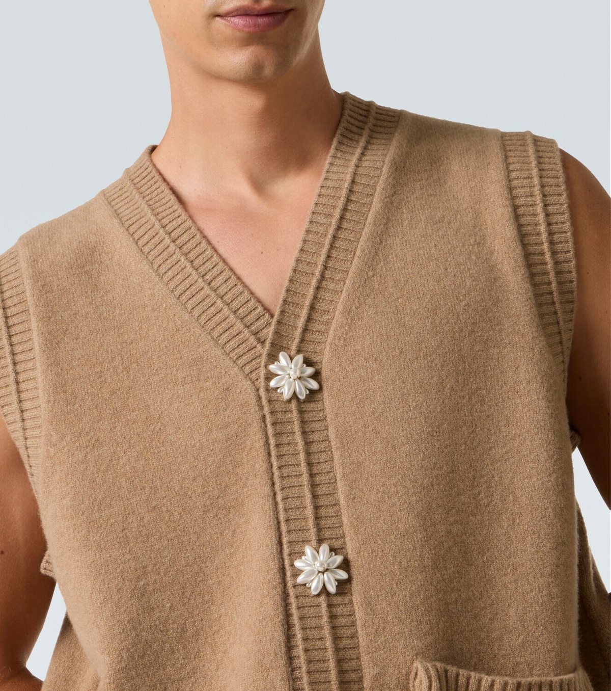 Simone Rocha Faux pearl-embellished wool-blend vest