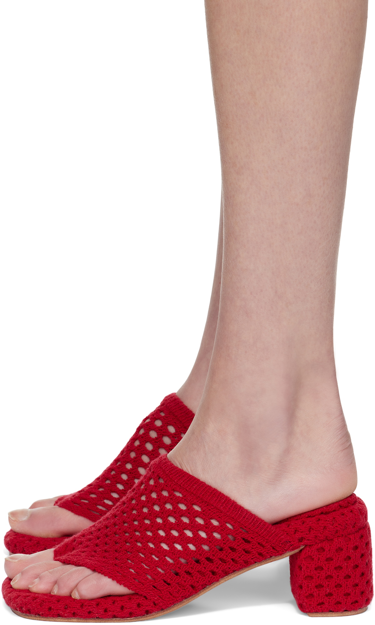 Isa Boulder SSENSE Exclusive Red Knit Heeled Sandals