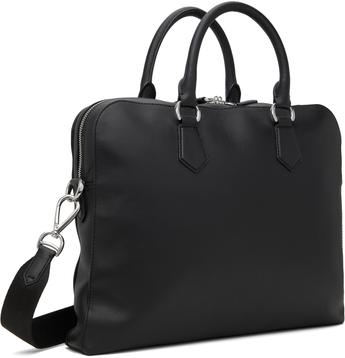 Polo Ralph Lauren Black Smooth Leather Commuter Briefcase Polo