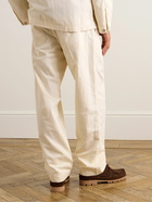 Drake's - Tapered Herringbone Cotton and Linen-Blend Twill Trousers - Neutrals