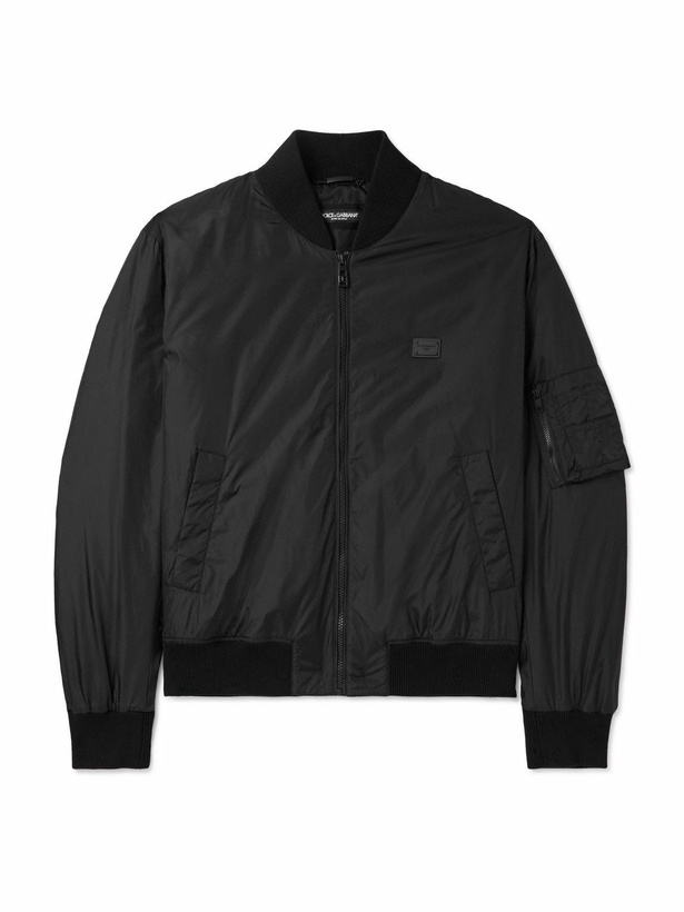 Photo: Dolce&Gabbana - Logo-Appliquéd Shell Bomber Jacket - Black