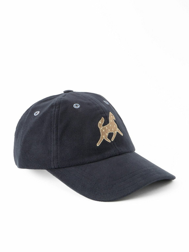 Photo: Drake's - Appliquéd Cotton-Moleskin Baseball Cap
