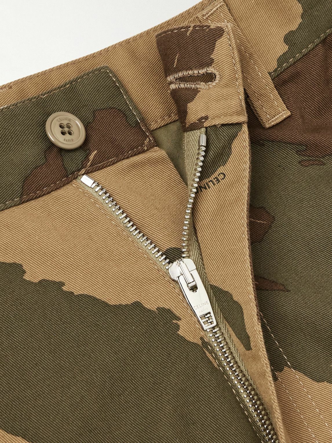 CELINE - Straight-Leg Camouflage-Print Cotton-Twill Cargo Shorts - Brown