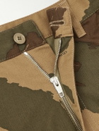 CELINE - Straight-Leg Camouflage-Print Cotton-Twill Cargo Shorts - Brown
