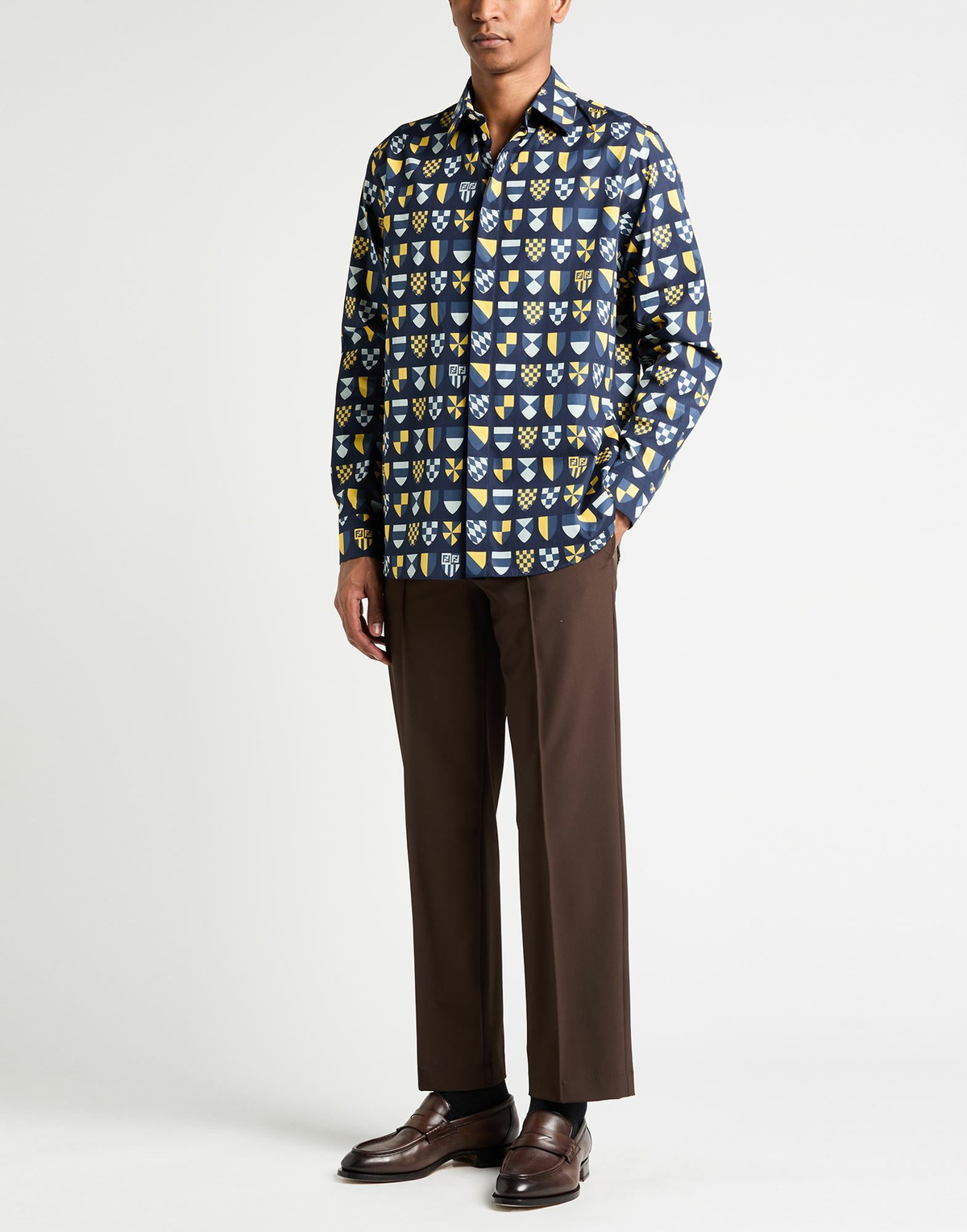 Fendi Mens Shirt Midnight in Blue