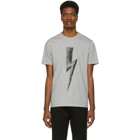 Neil Barrett Grey Scribble Lightning Bolt T-Shirt