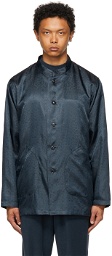 The Conspires Navy Paisley Stand Collar Jacket