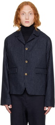 Thom Browne Navy Pinstriped Blazer