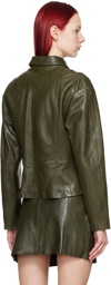 Paloma Wool Green Fabia Leather Jacket