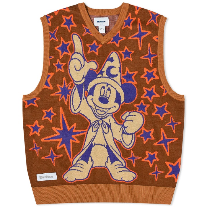 Photo: Butter Goods Men's x Disney Starry Skies Knitted Vest in Brown