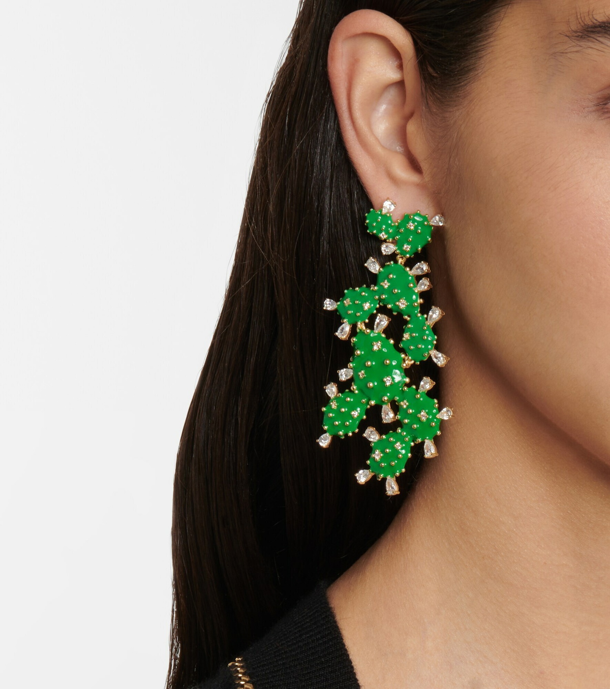 【BOTTEGA VENETA】Enamel Hoop Earrings Green BOTTEGA VENETA Triangle Enamel And Sterling-Silver Earrings