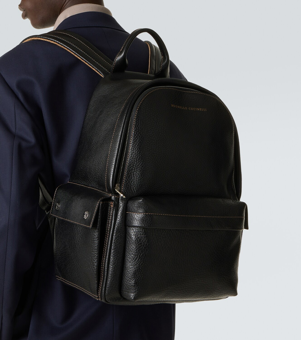 Brunello Cucinelli Logo leather backpack