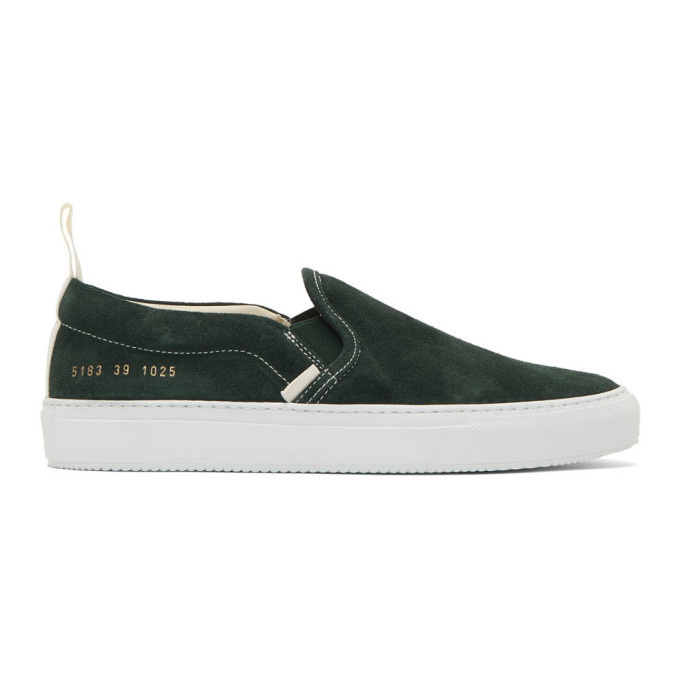 Photo: Common Projects Green Suede Slip-On Sneakers