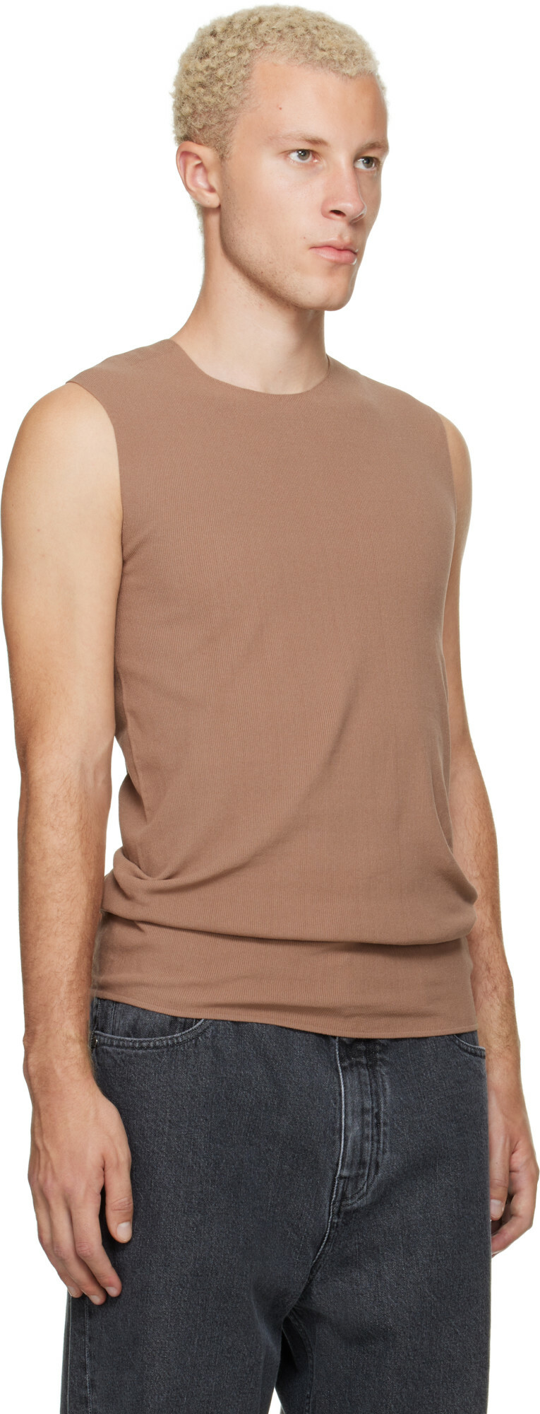 Jil Sander Tan Ribbed Tank Top