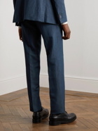 Zegna - Straight-Leg Slub Wool and Linen-Blend Suit Trousers - Blue