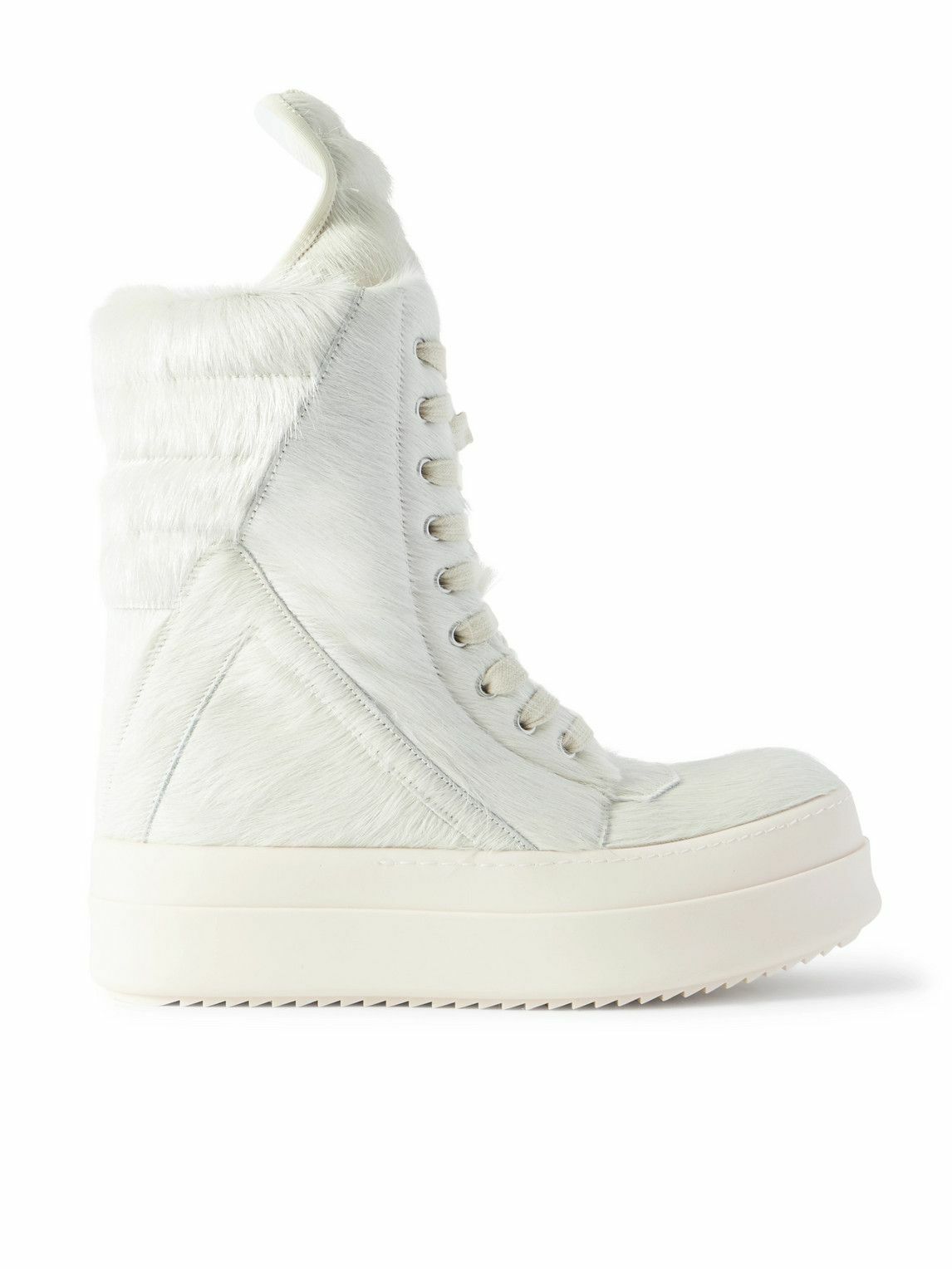 Rick Owens - Mega Geobasket Calf Hair High-Top Sneakers - Neutrals