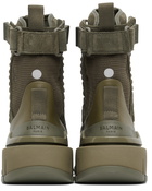 Balmain Khaki Suede B-Army High-Top Sneakers