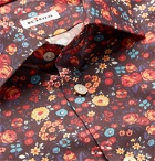 Kiton - Slim-Fit Floral-Print Cotton-Poplin Shirt - Brown