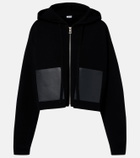 Loewe Leather-trimmed wool hoodie