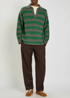 The Elder Statesman Dune Striped Cashmere Rugby Jumper Dark Green