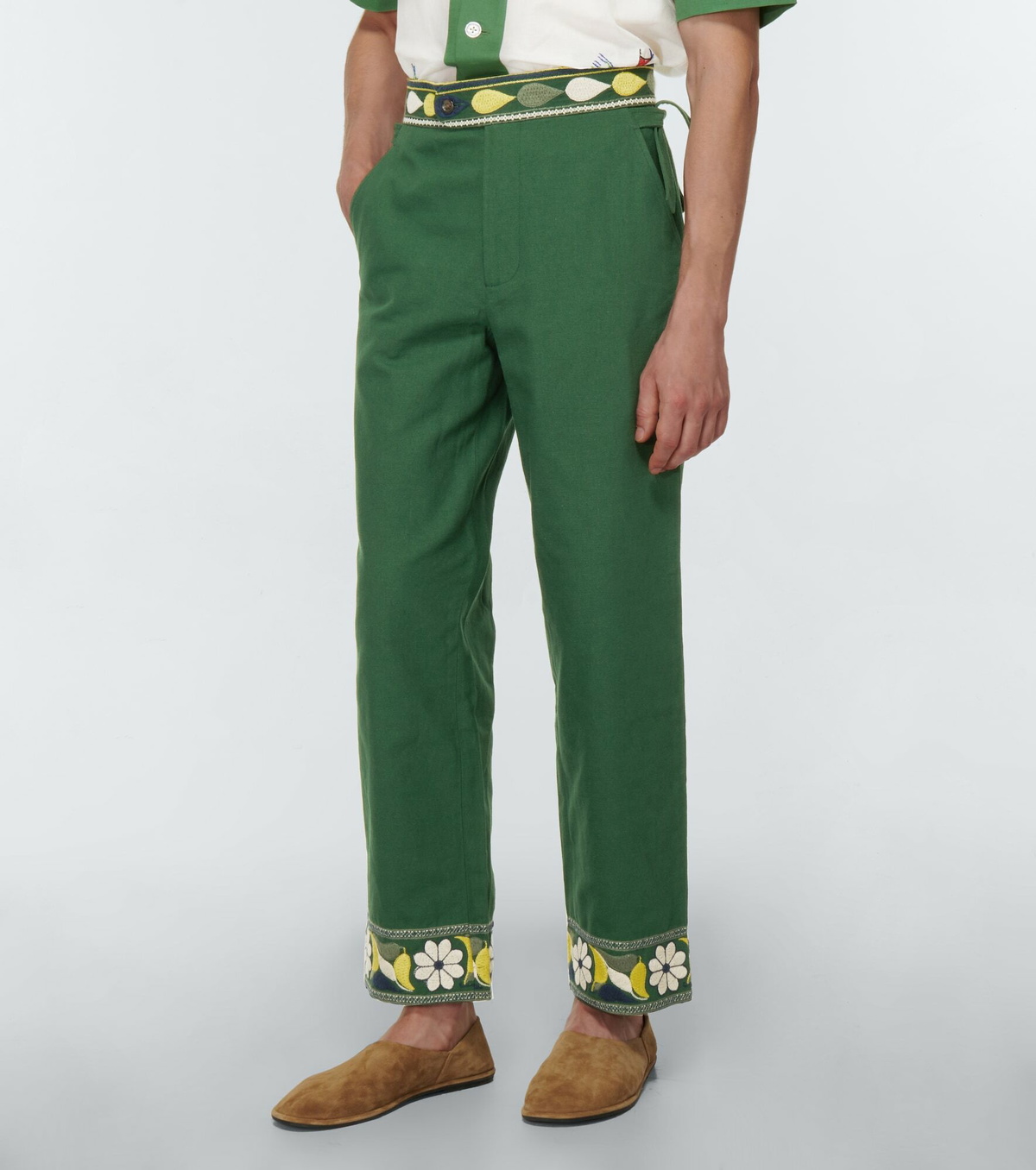 Bode Embroidered cotton pants Bode