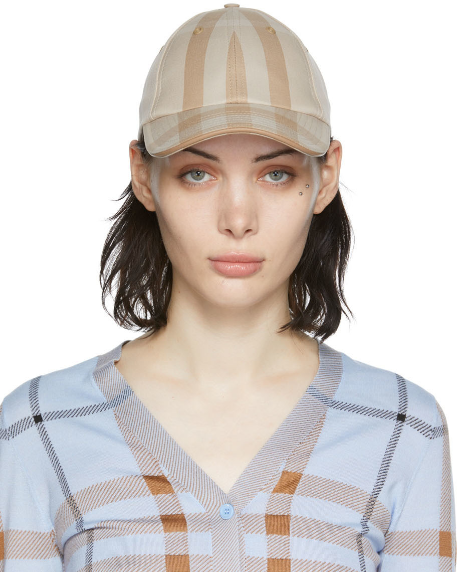 Burberry Beige Check Baseball Cap Burberry