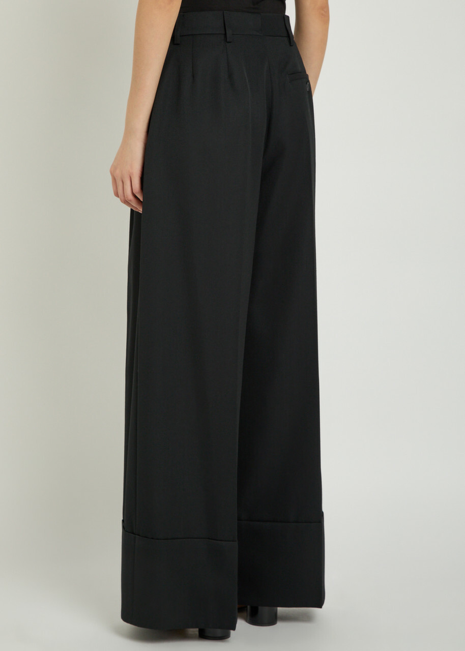 Simone Rocha Turn-up Wide-leg Gabardine Trousers Black