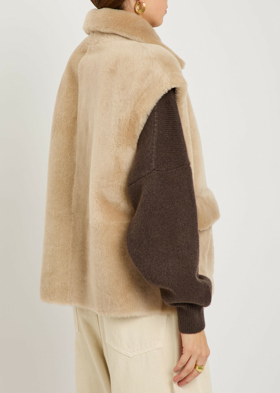 Arma Edha Shearling Sleeveless Jacket Off White