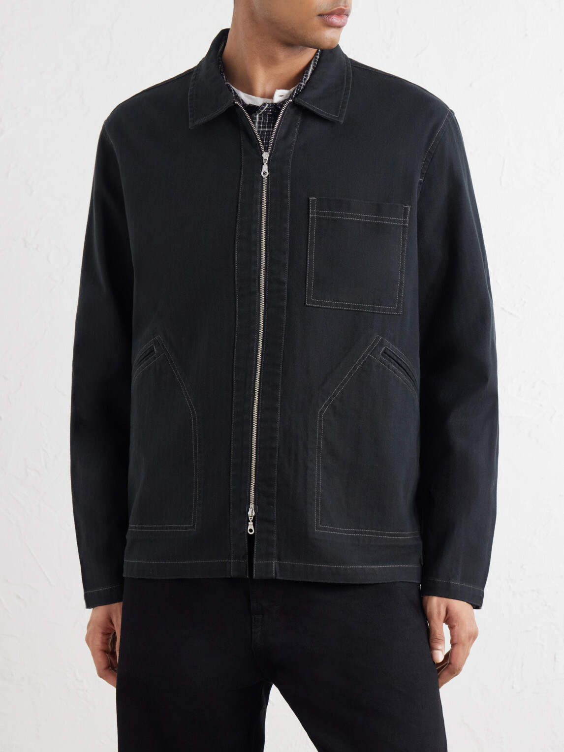 Folk - Cotton-Twill Zip-Up Overshirt - Black