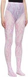 Ashley Williams Pink & White All Over Tattoo Print Tights