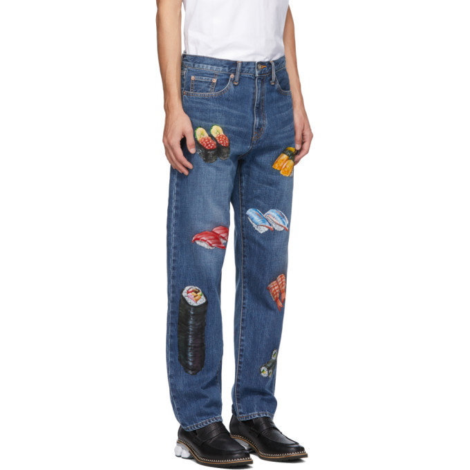 Doublet Blue Hand-Painted Food Jeans Doublet
