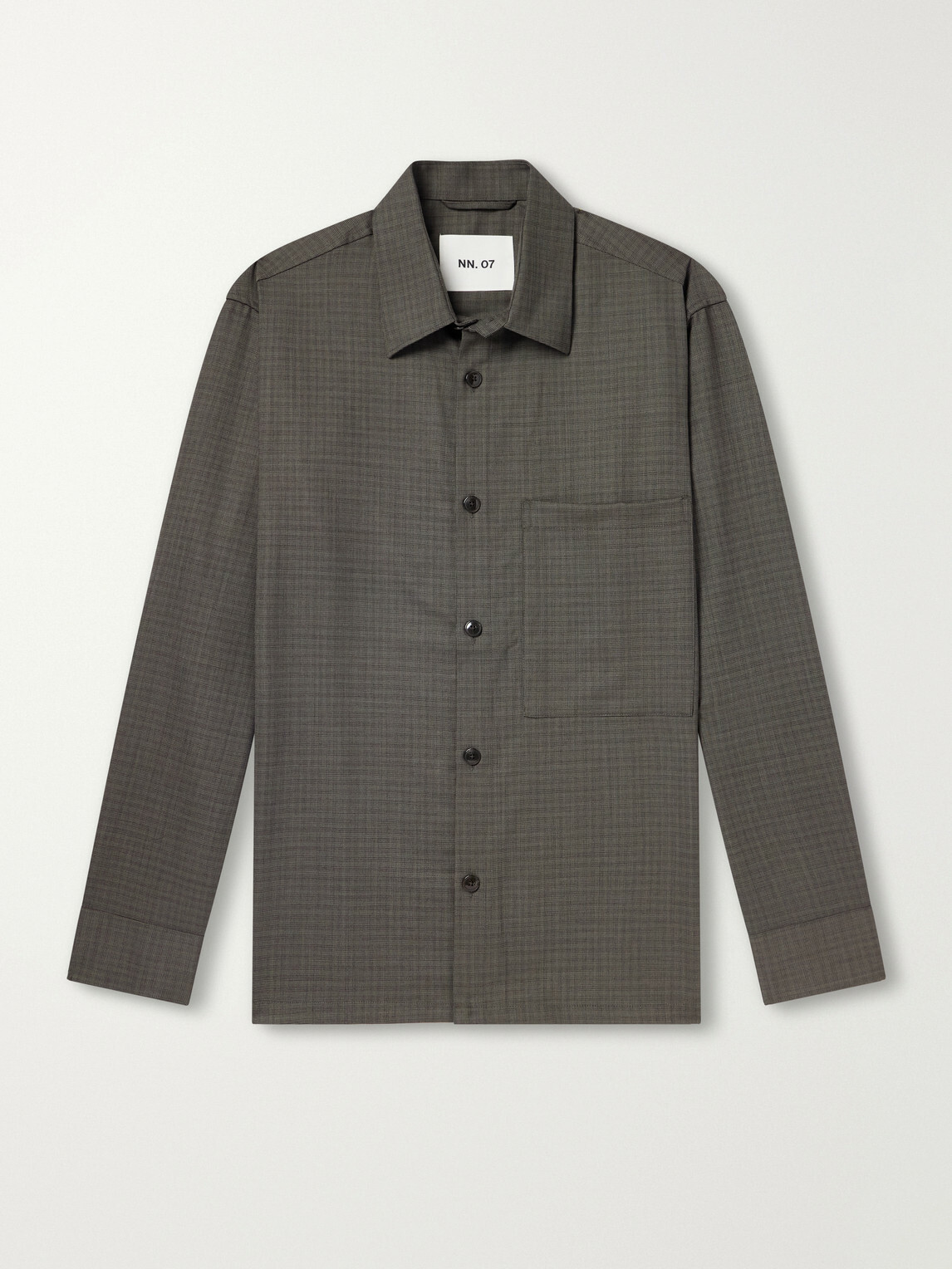 NN07 - Freddy 10071 Checked Basketweave Wool-Blend Shirt - Gray
