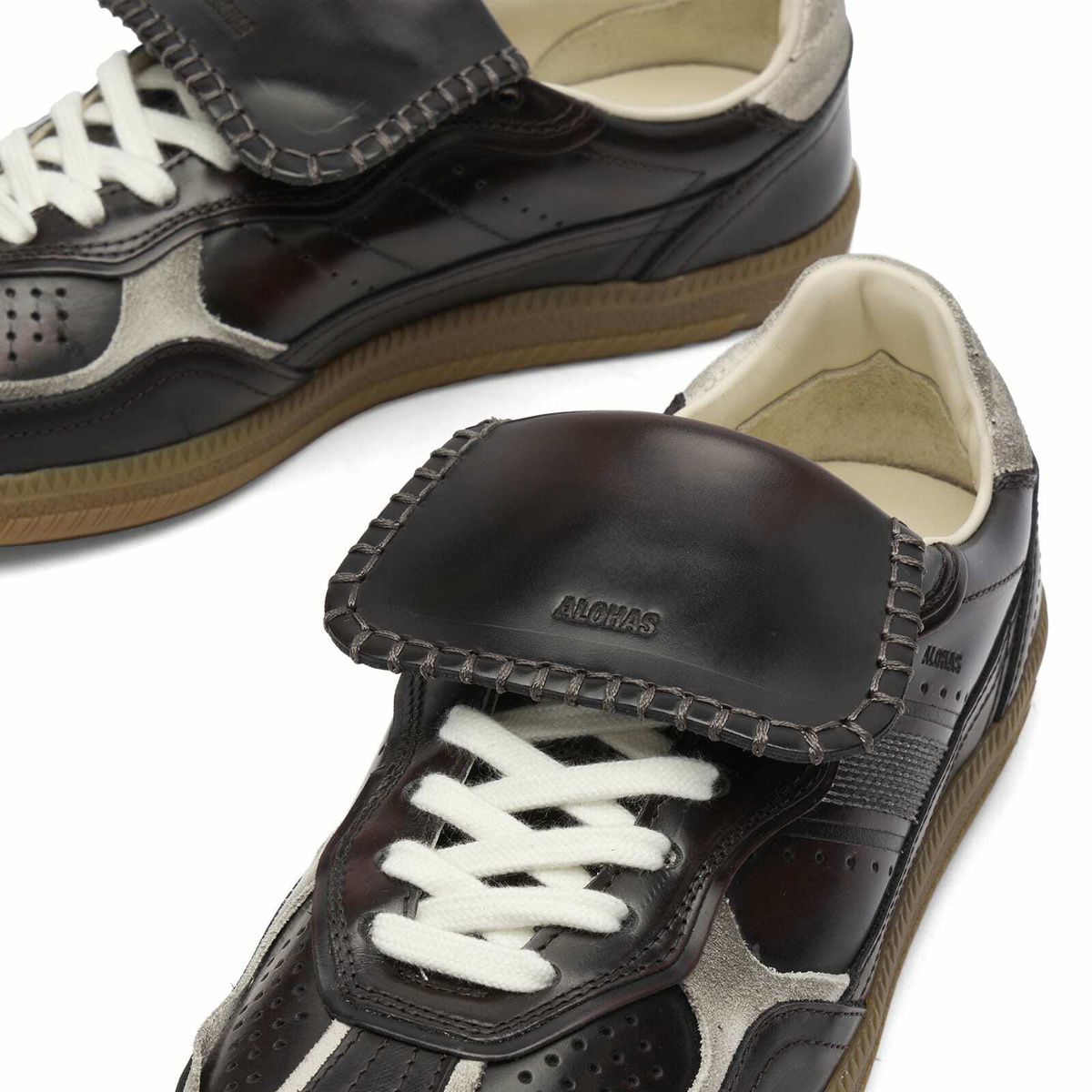 ALOHAS Women's TB 490 Vintage Effect Leather Sneakers in Brushed Dark Chocolate