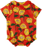 Mini Rodini Baby Orange Flowers Bodysuit