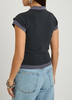 Alexanderwang.t Layered Shrunken Cotton-blend Polo Shirt Navy