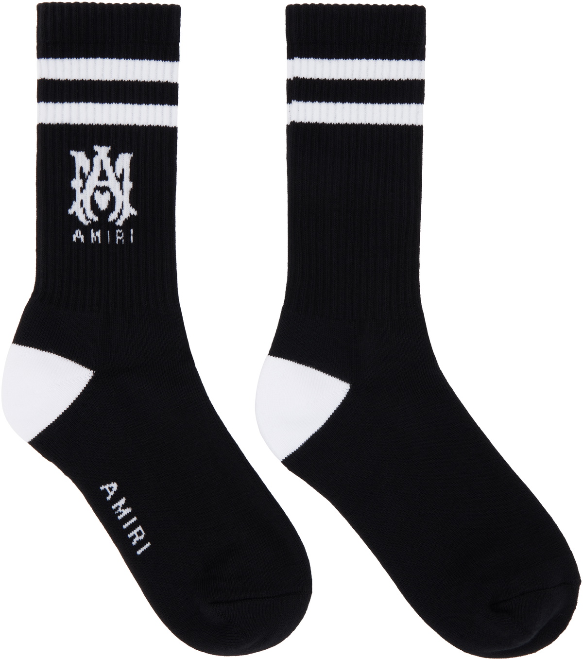 【関税込み】AMIRI ブラック＆オフホワイト Starburst ソックス AMIRI Kids White & Black M.A. Stripe Socks Amiri