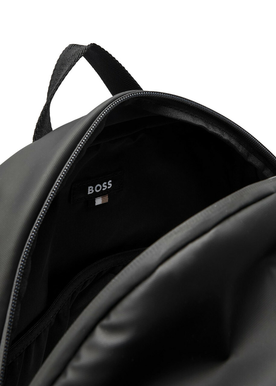 Boss Stenson Logo Coated Faux Leather Backpack - Black - One Size