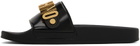 Moschino Black Lettering Logo PVC Pool Slides