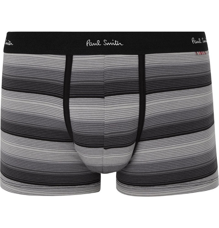 Photo: Paul Smith - Striped Stretch-Cotton Boxer Briefs - Black