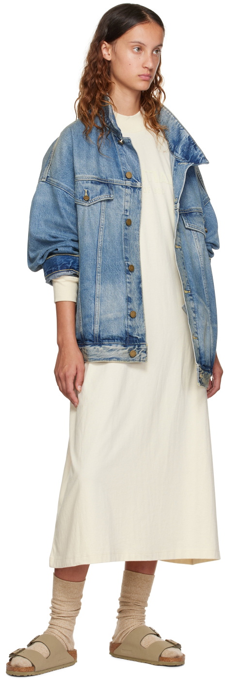 Essentials Off-White Long Sleeve Midi Dress